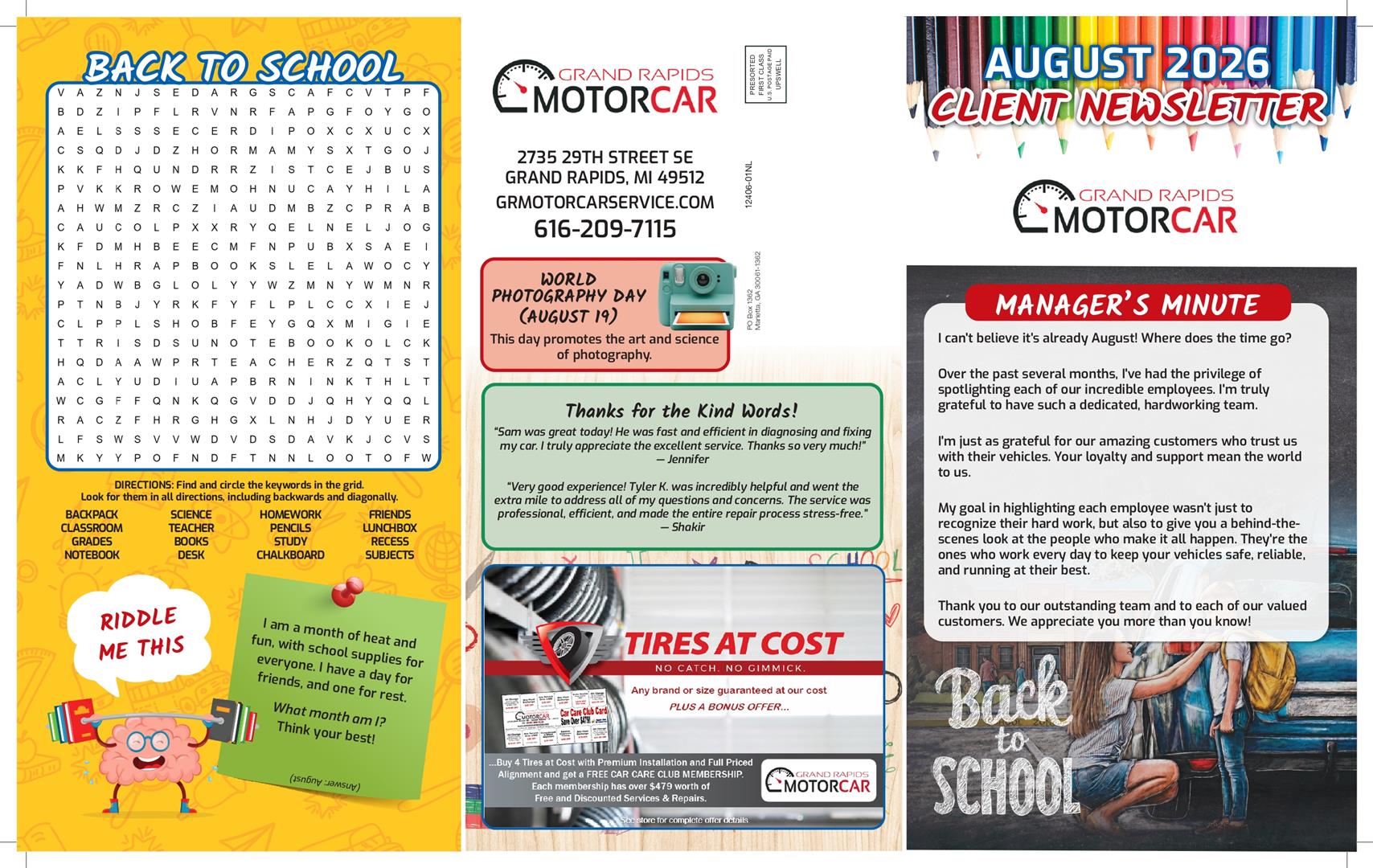 November Newsletter | Grand Rapids Motorcar